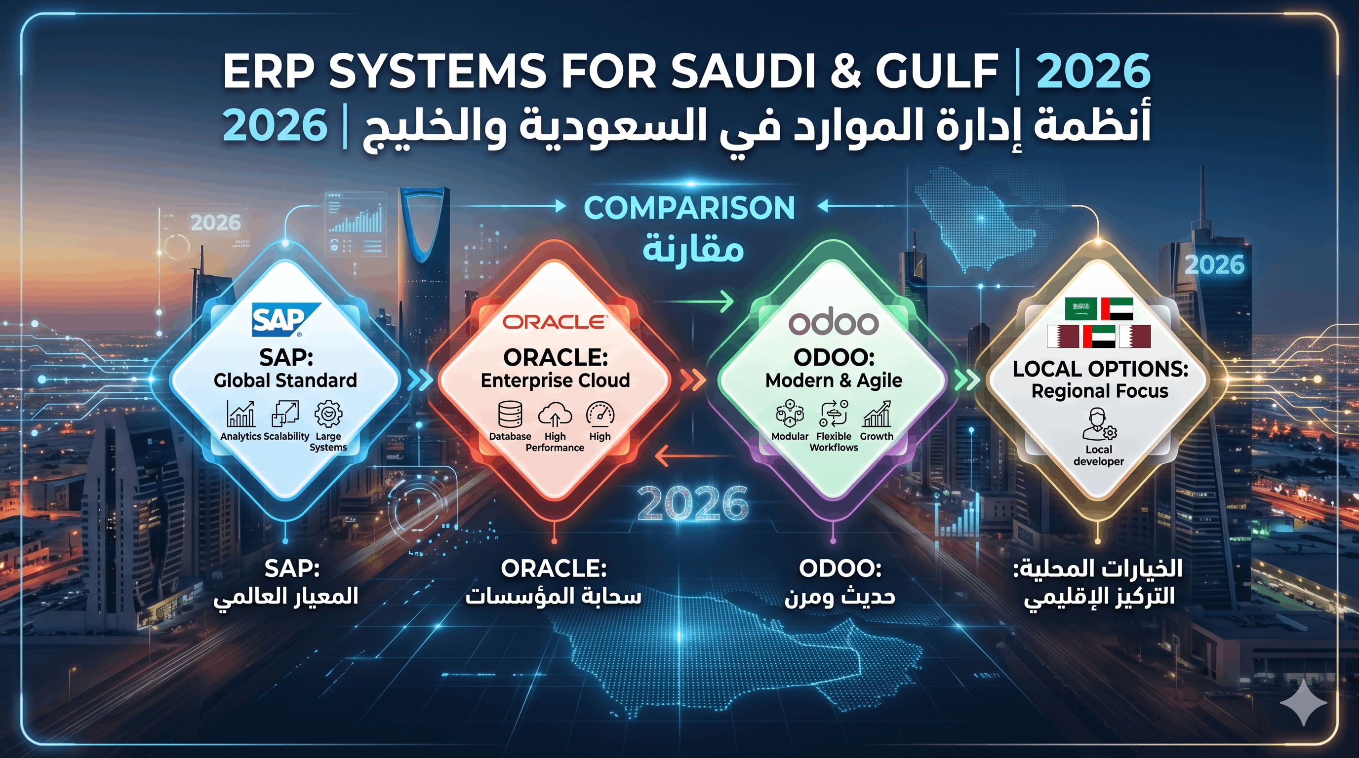 ERP Systems for Saudi and Gulf Businesses: SAP vs Oracle vs Odoo vs Local Options (2026)