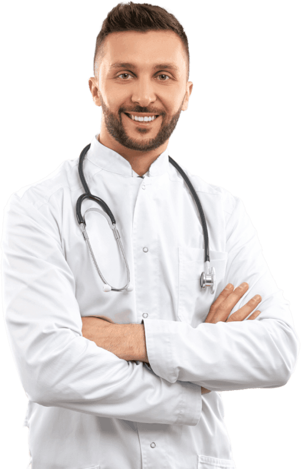 Doctor representing connected healthcare systems