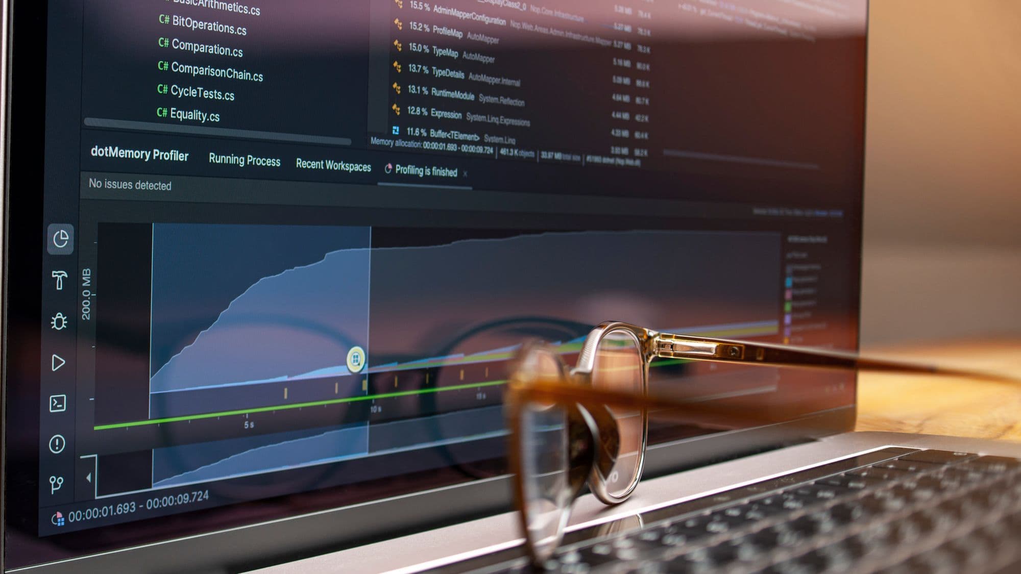 Code and performance measurements displayed during a technical SEO audit
