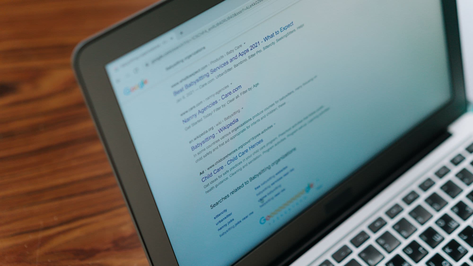 Laptop displaying a search engine during a local service page audit