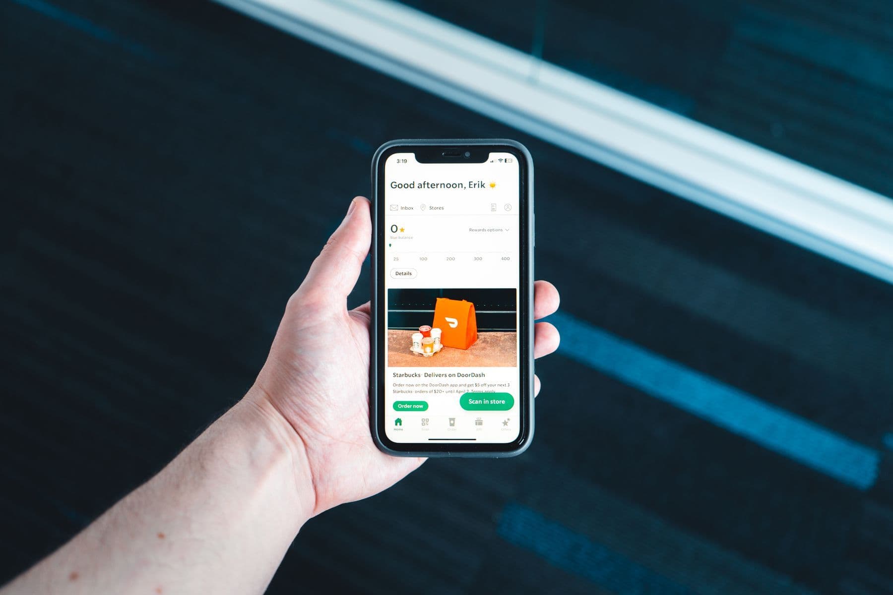Shopping through an online store on a smartphone